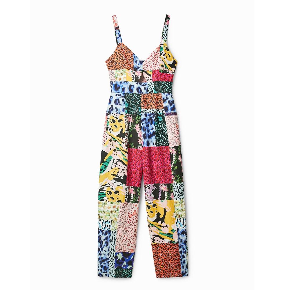 NWT Desigual Patchwork Print Jumpsuit - Material Finishes - XL = US Large
